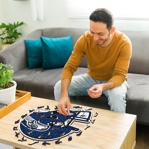 Iconic Puzzles, Seattle Seahawks Helmet, Wooden Puzzle officially licensed NFL, 100% sustainable - Image 2