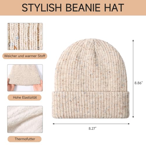 Damen Winter Set - Beanie Mütze, Loop Schal & Touchscreen Handschuhe - Fleece gefütterte 3er Set für extreme Wärme - Weiches Winteraccessoires Geschenke