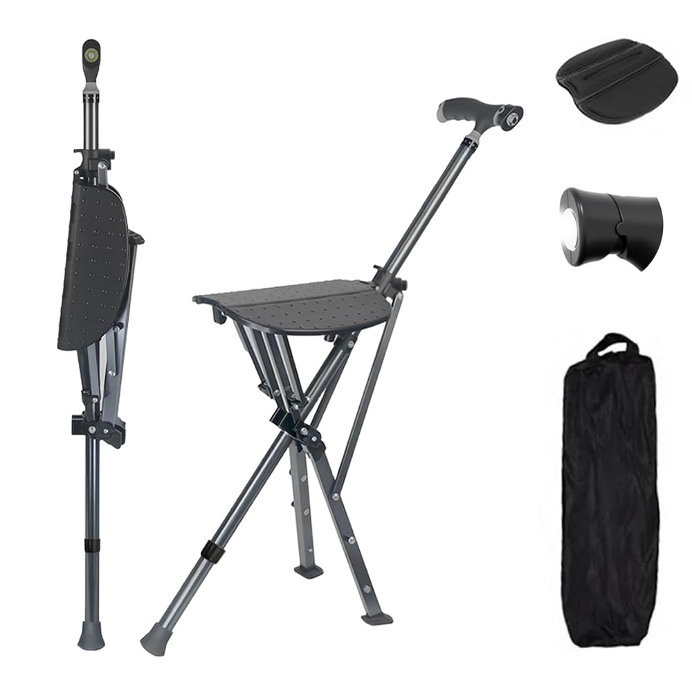 【開封・未使用】折りたたみ杖 ステッキチェア アルミニウム 耐荷重 100kg 看護・介護用品 【開封・未使用】折りたたみ杖 ステッキチェア