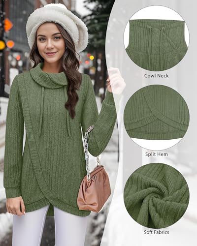 Image of Bulotus Tunic Sweaters for Women 2025 Turtleneck Sweater Pullover Lightweight Warm Tunic Tops for Leggings Loose Fit