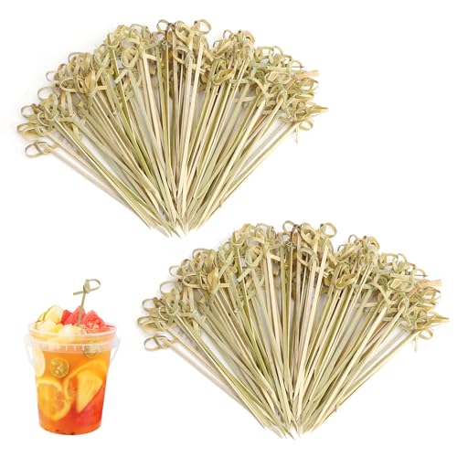 200 palillos de bambú para cócteles, cócteles, palillos de bambú, palillos de bambú para comida con dedos, aperitivos, antipasti, pinchos de cóctel. Ideal para fiestas, catering, bodas, barbacoas