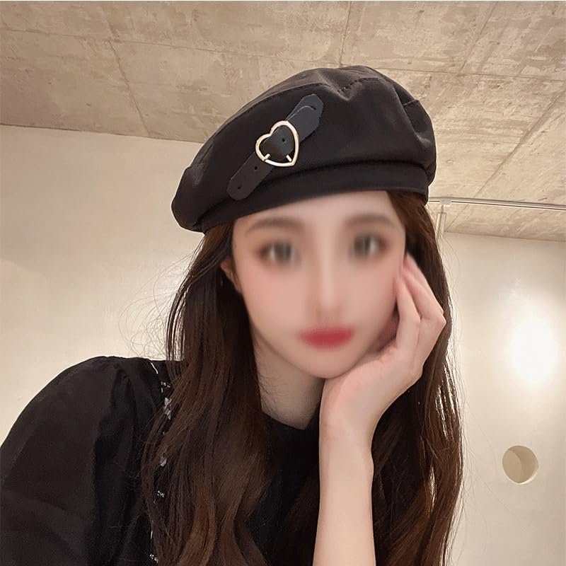 Black Personalized Beret Women's Winter Versatile Retro Painter Hat