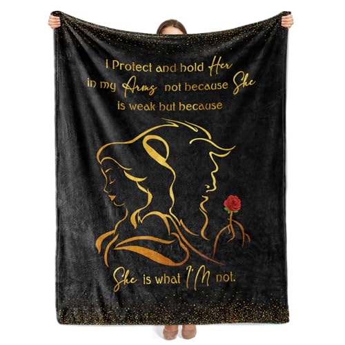 Premium Beauty and Beast Couple Blanket - Birthday Gift Ideas for Him/Her, Super Soft and Warm Blanket