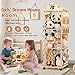 Stuffed Animal Storage, Extra Large Stuffed Animal Organizer with Wheels, Wooden Tall Animal Zoo Display Tower, Plushies Toy Holder with Lights and Pockets for Nursery, Playroom, Bedroom