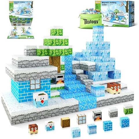 Magnetic Blocks-Build Mine Magnet World Frozen Edtion,Toys for Girls Age 3 4 5 6 7 8 Princess Castle STEM Sensory Kids Games Toys for Toddler Christmas Birthday Gifts for 3+ Years Old Girls & Boys Cover