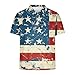 Mens 4Th of July T-Shirts Casual Short Sleeve Fashion Funny Print Graphic Tops Loose Button Lapel Polo Shirts