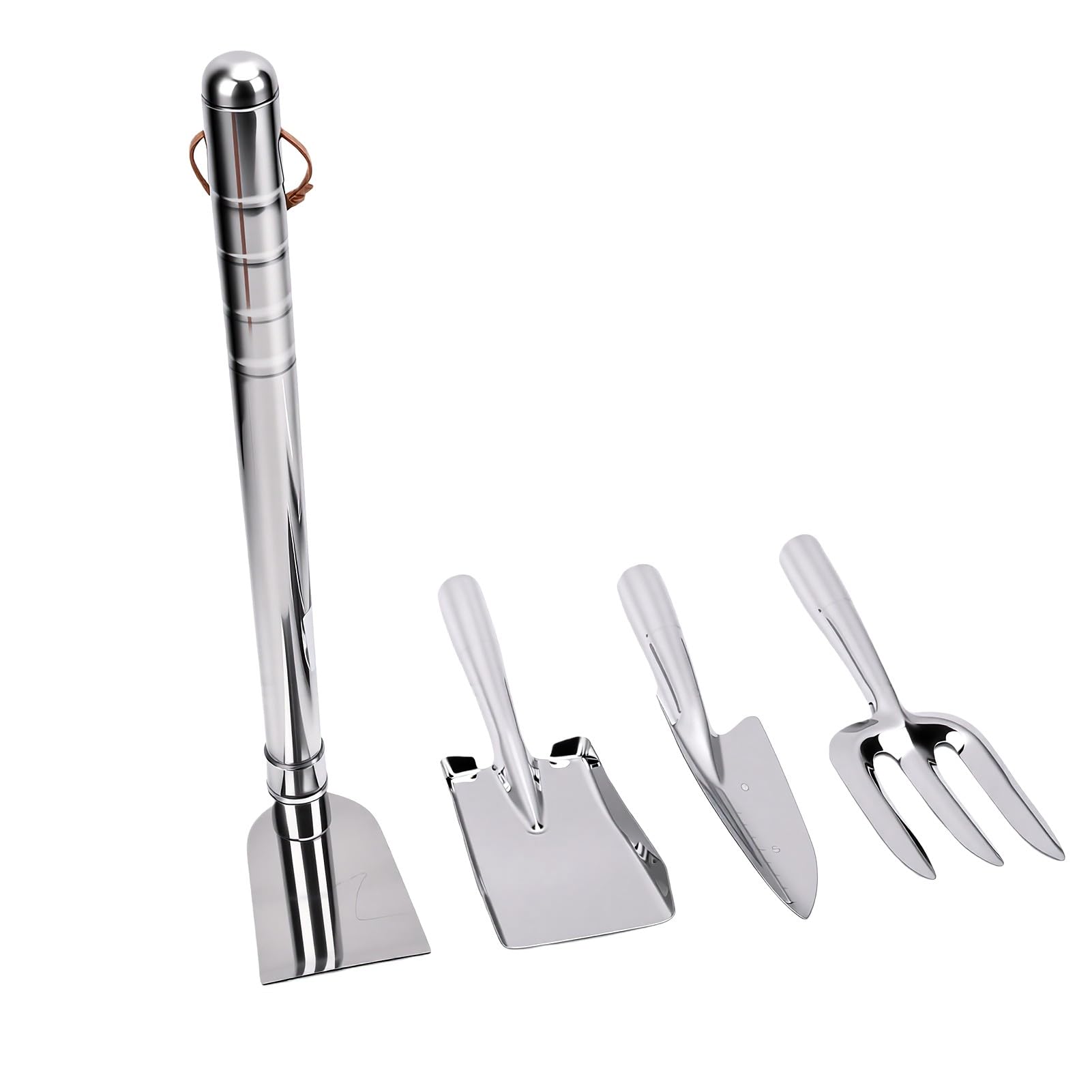 FTVOGUE Compact Stainless Steel Garden Tools for Weeding, Set of 3 | Design ergonomico, Leggero e portatile, Ideale per coltivare, Durevole e resistente alla corrosione, Progettato per gli