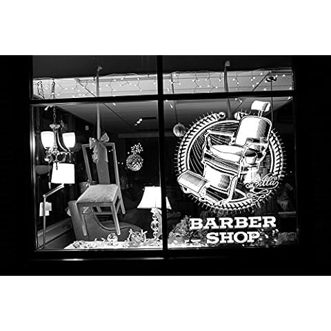 Removable Vinyl Sticker Mural Decal Art Outdoor Indoor Business Barber Shop Chair Hair Beauty Salon Spa Sign Logo Emblem Words Name SA007 Cover