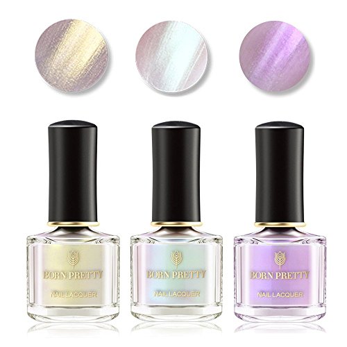 BORN PRETTY 9ml Nail Art Pearl Polish Transparent Shell Glimmer polish Shiny Shimmer trim Varnish 3 Colors Set
