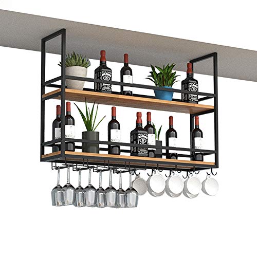 HDDNMLOH Hanging Wine Glass Rack Iron Ceiling Decoration Shelf for Bars/Restaurants/Kitchens Storage Rack 3 Sizes (Size: 100 * 30 * 80 cm)
