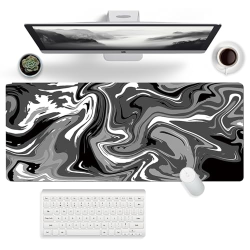 FYting Tapis de Souris Gamer,Tapis de Souris 900x400,Desk Mat,Base Antidérapante en Caoutchouc Naturel, Imperméable et Antitache, Adapté pour PC, MacBook, Ordinateur Portable (Noir + Blanc)