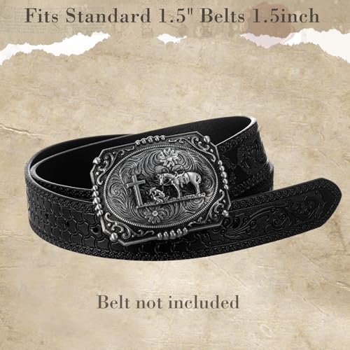 Image of Suncalla 3 Pcs Western Rodeo Belt Buckle for Men Women Cross Cowboy Cowgirl Vintage Longhorn Kneeling Horse Bull eagle