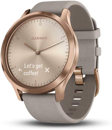 Garmin Vívomove HR Premium Smartwatch Analogico con Schermo LCD Touch, Sensore Cardio Integrato, Oro Rosa con Cinturino in Pelle scamosciata Grigio