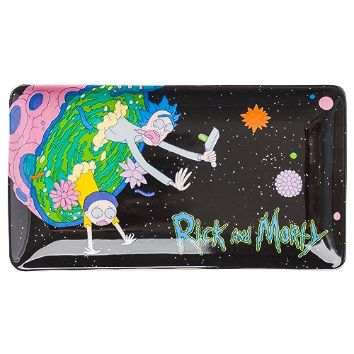 Image of Silver Buffalo Rick and Morty Plant Portal Fall Ceramic Sushi Set with Dipping Sauce Dish and Matching Chopsticks