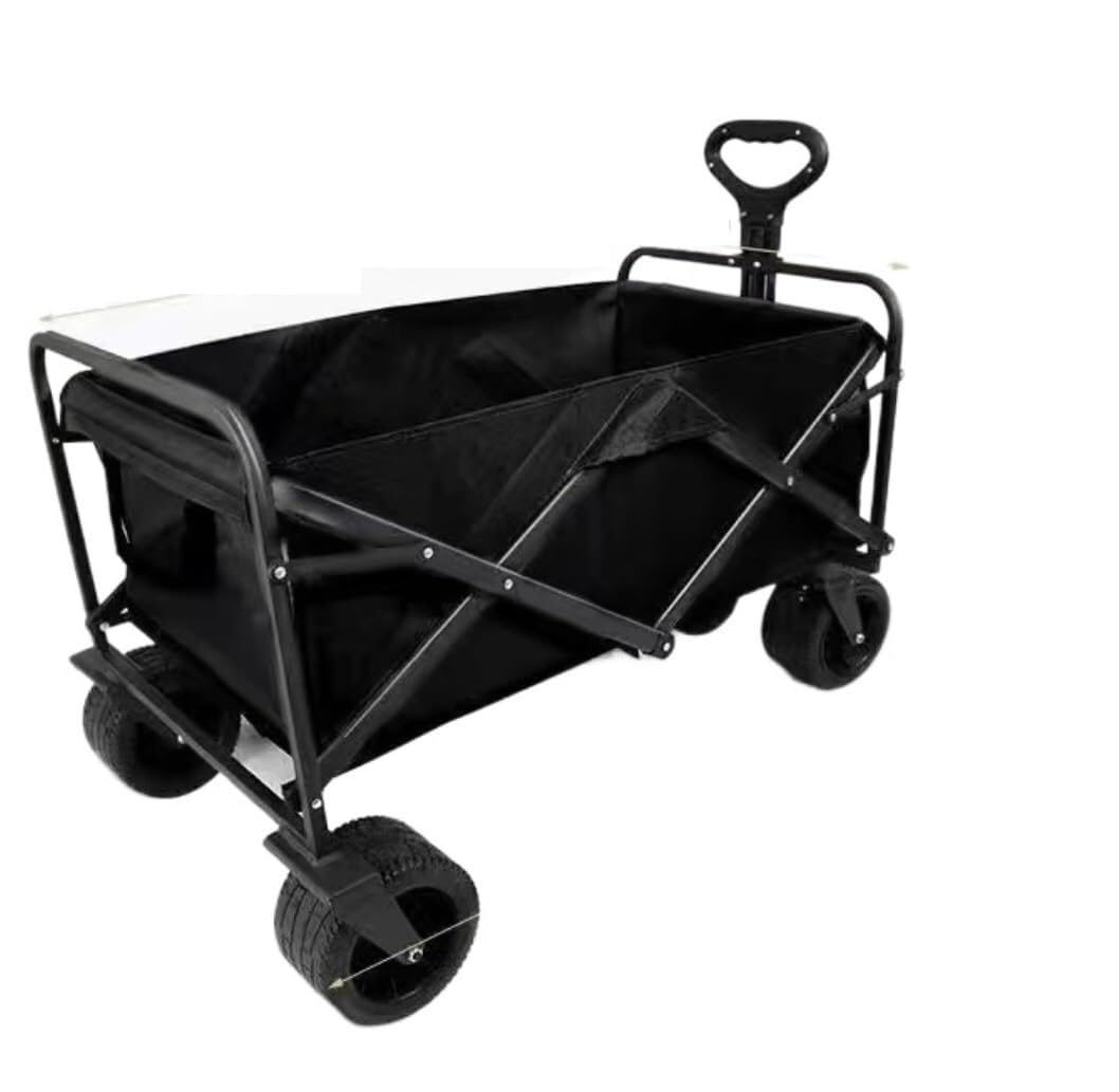 Folding Trolley Cart Folding Wagon Shopping Cart for Outdoor Camping Pull Truck with 4 Wheels Garden