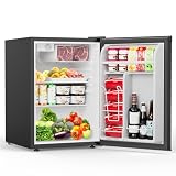 COWSAR 2.6 Cu.Ft Mini Fridge with Freezer, Quiet Reversible Door Compact Refrigerator, Small Refrigerator with...