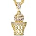 metaltree98 14K Gold Plated Mini Basketball Rim Pendant 24 inch Rope Chain HC 1109 G