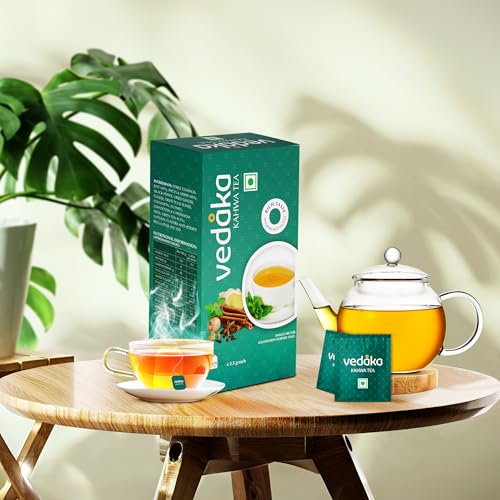 Image of Amazon Brand - Vedaka Detox Khawa Tea | 100 Bags | 250 g | Contains Salt, Ginger, Tulsi, Cinnamon, Black Pepper, Cloves, Nutmeg, Asafoetida & Cardamom Seed