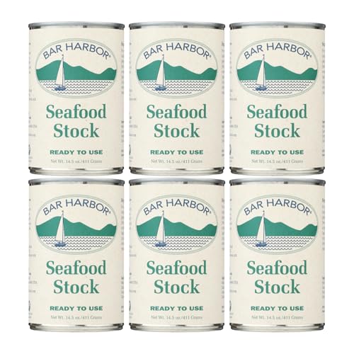 Bar Harbor Seafood Stock, 14.5 oz (411g) – Ready-to-Use Fish, Clam & Lobster Stock in BPA-NI Lined Tins [Pack of 6]