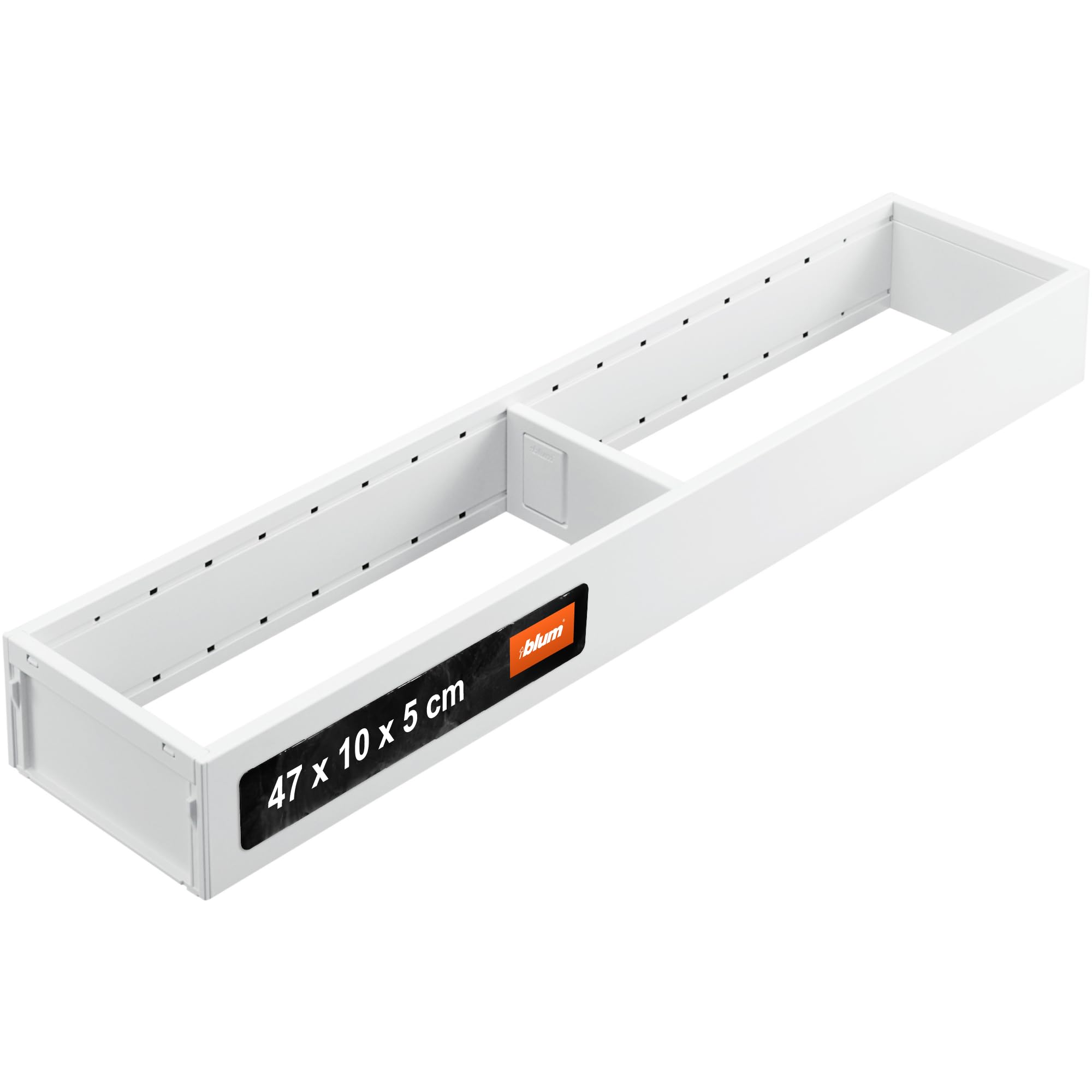 Blum Silk White Ambia-Line Drawer Organiser In Powder-Coated Steel | Ideally Suited For Use In Kitchen, Bathroom & Living Area | Modularly Expandable | 47×10×5 Cm | With Magnetic Plate |