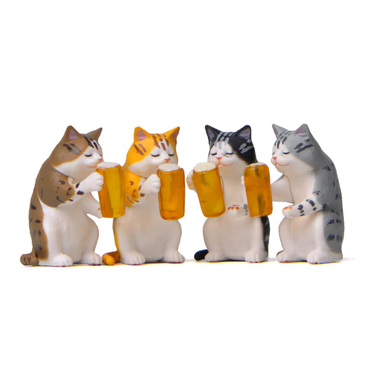 Amazon.co.jp: JAnjiaLxY 寝る猫 置物 4匹 タイプ1 猫フィギュア