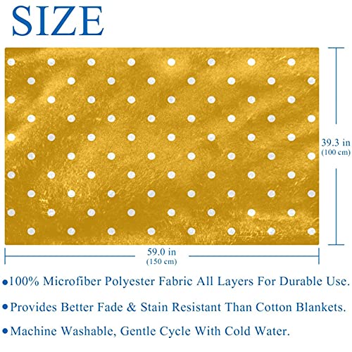 Couverture douce pois moutarde et blanc 150x100 cm pour lit