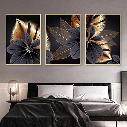 Peinture sur toile plante feuille pour décoration murale salon