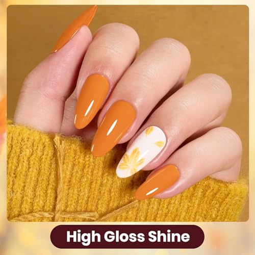 Image of Beetles Gel Nail Polish Set 6 Colors Gel Polish Red Orange Brown Gold Glitter Kit DIY Home Nail Art Manicure Kits UV LED Needed Gifts for Women Golden Blessing
