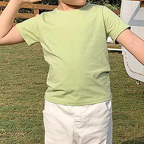 Image of KISBINI Little Girls Boys Short Sleeve T-Shirt Cotton Solid Tees for Toddlers