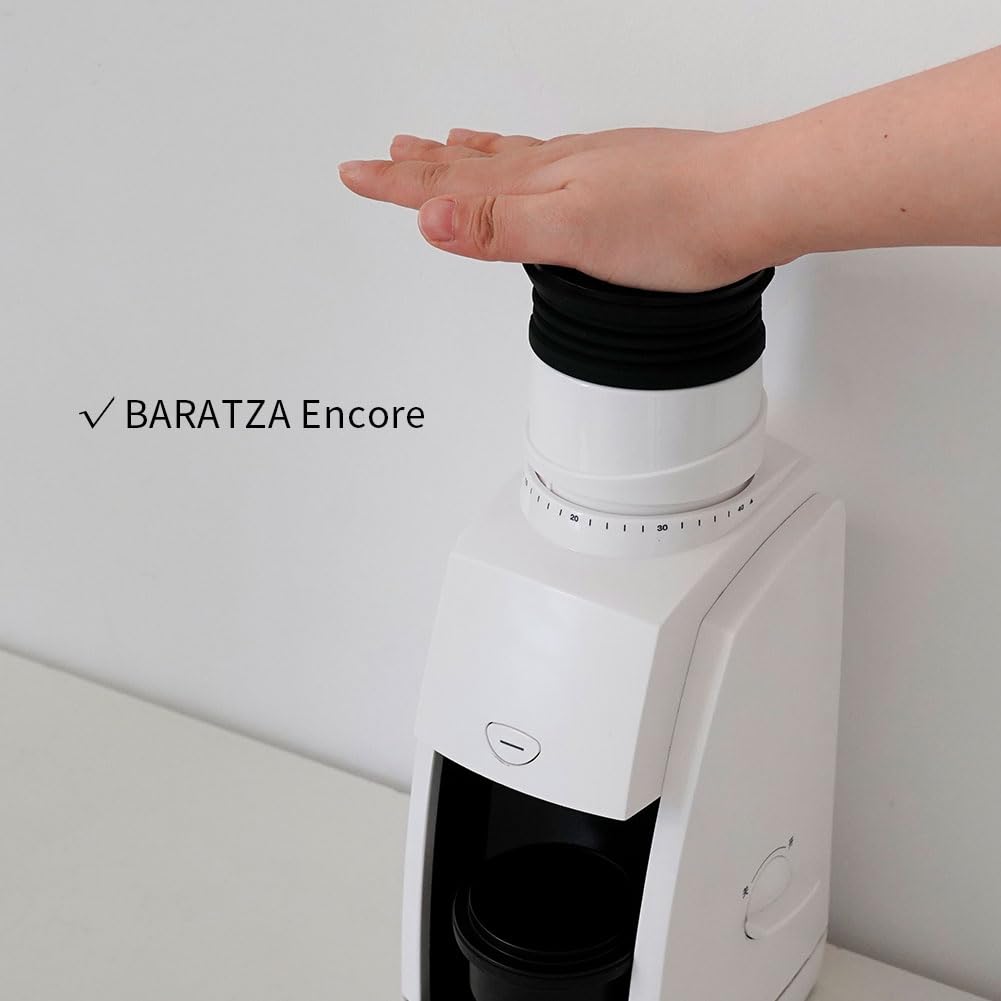 Kaffeemühle Einzeldosis-Trichter, kompatibel mit Baratza Encore Kaffeemühle, Silikonbalg mit mentalem Deckel, zum Ausblasen von Restkaffeesatz, Weiß
