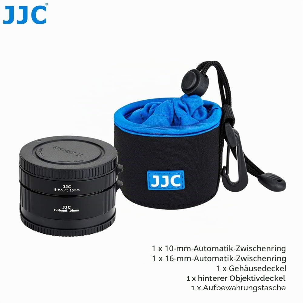JJC Autofokus-Zwischenringe (AF) mit TTL-Belichtung für Makrofotographie 10mm und 16mm (Passen für Sony E-Mount Kameras)