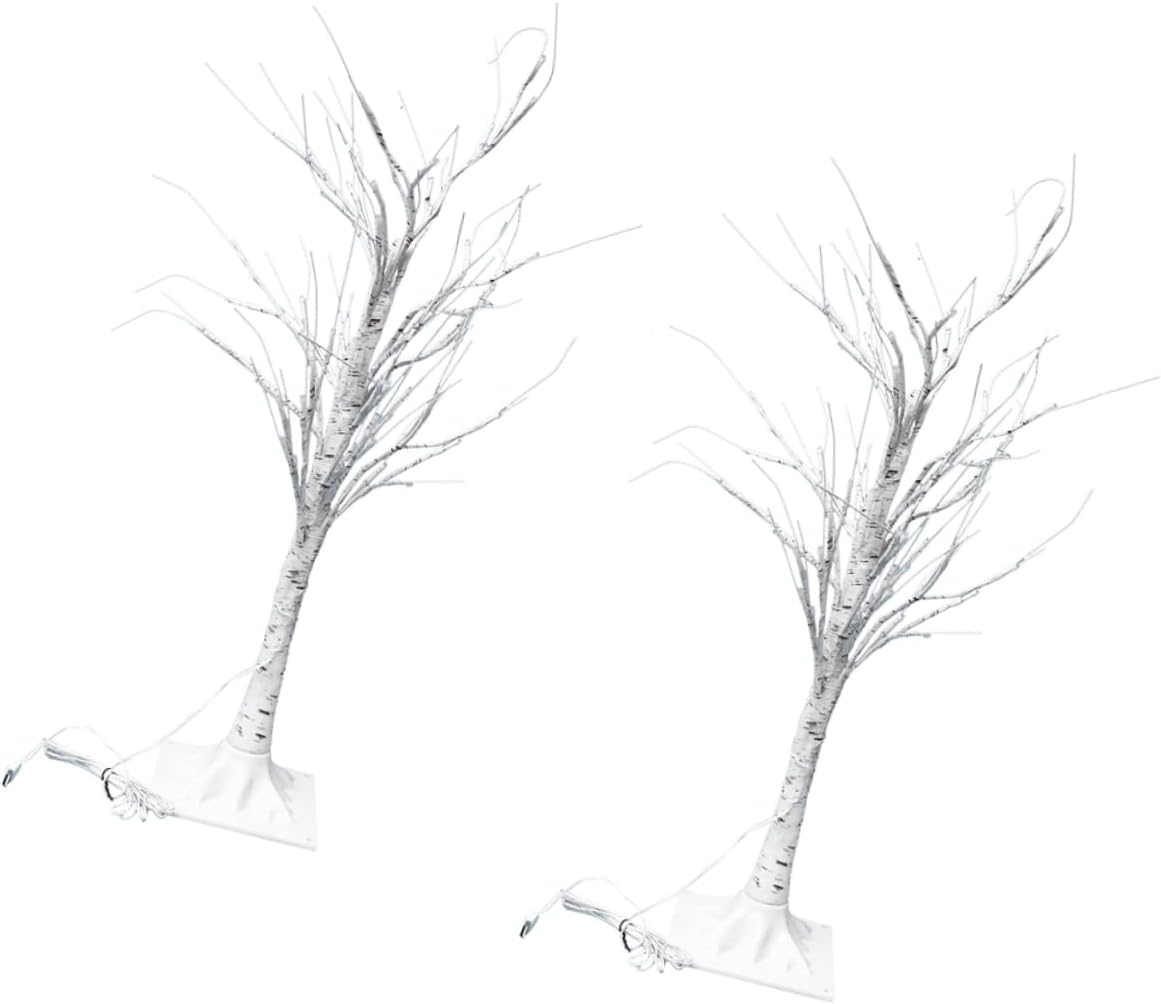 NUOBESTY 2pcs White Birch Tree Decorative Lamp Table Light for Home Decor Warm White Led Accent Lighting for Parties and Fall Decorations