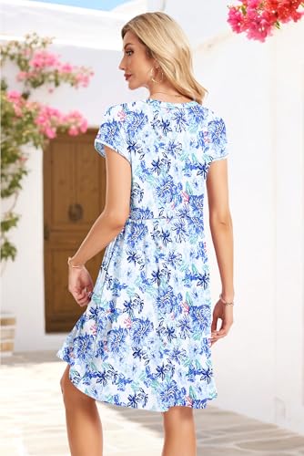 Image of AUSELILY Women's Summer Short Sleeve Knee-Length V Neck Dress with Pockets | V Neck,Cap Sleeve,Loose-Fit,Casual Dresses,2026 New