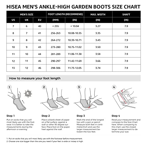Image of HISEA Men's Rubber Rain Boots Waterproof Ankle Neoprene Garden Shoes