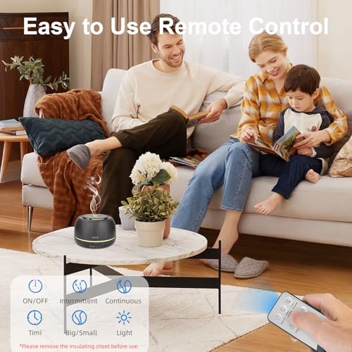SEEDSEEL 300ML Essential Oil Diffuser,Ultrasonic Aromatherapy Diffuser, 7-Color Gradient Lights, Remote Control, 8 Hours Run Time, Suitable for Home,Office - Image 4