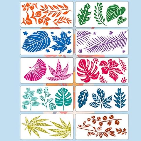 10 Pcs Flower Stencils for Painting, ZECNG Reusable Drawing Template for DIY Art Scrapbook on Fabric Wood Wall and Christmas Home Decor(Plants Style) Cover
