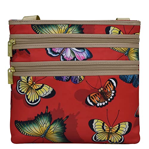 Anuschka Crossbody with Slip Pocket - Wanderlust Collection - Nylon Fabric with Genuine Leather Trim and Artwork Print2