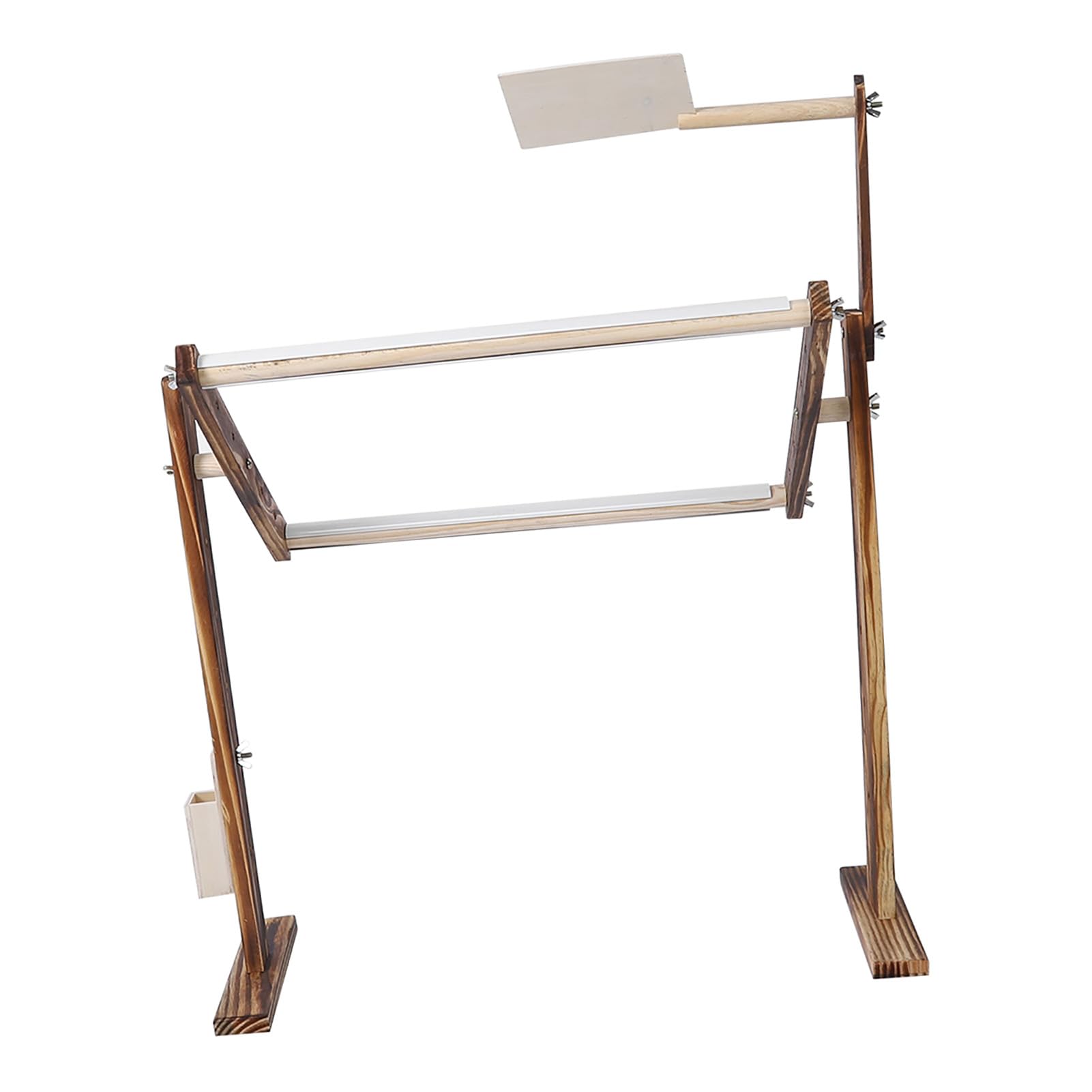 Greensen Soporte de Bordado Rotación de 360 ​​Grados Altura Ajustable Bastidor de Bordado Cuadrado con Soporte Bastidor de Madera para Bordar Punto de Cruz 40 X 29 X 47 Cm