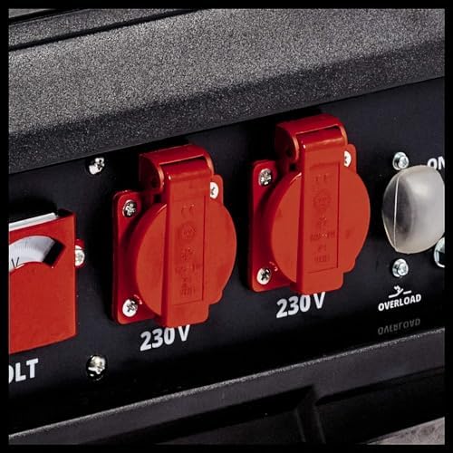 Bild 3 - Einhell Stromerzeuger (Benzin) TC-PG 35/E5 (max 4100 W, 15 L Tank, 2600 W Dauerleistung, 4-Takt-Motor, 2x 230 V, Ölmangelsicherung, Überlastschutz, AVR, Voltmeter), Rot, Schwarz