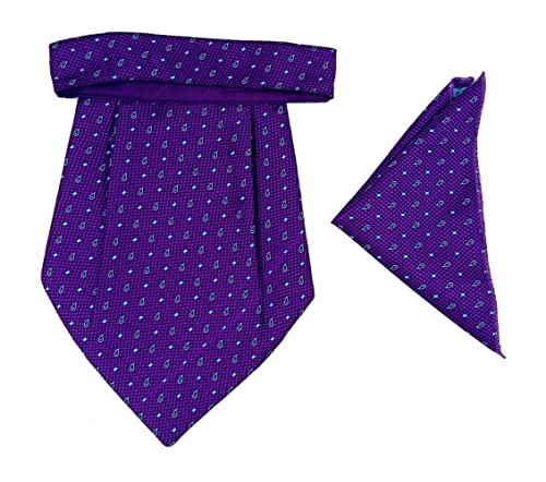 Image of formal cravat set for men with pocket square Men's Cravat Necktie, Self Design Microfiber Dark Multi color Free Size