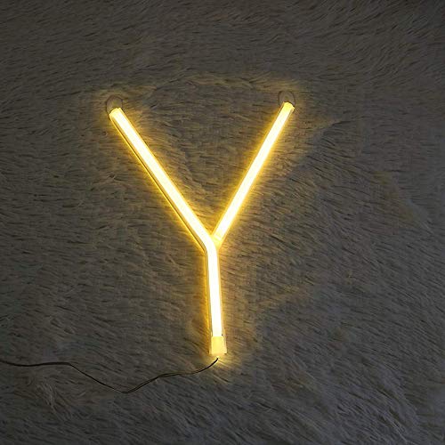 Image of ENUOLI Warm White Letters Neon Alphabet Sign LED Words Night Lights (Y) | Battery /USB Powered LED Neon Art Decorative Lights Wall Decor Light up Words for Home Bar Wedding Birthday Party Christmas
