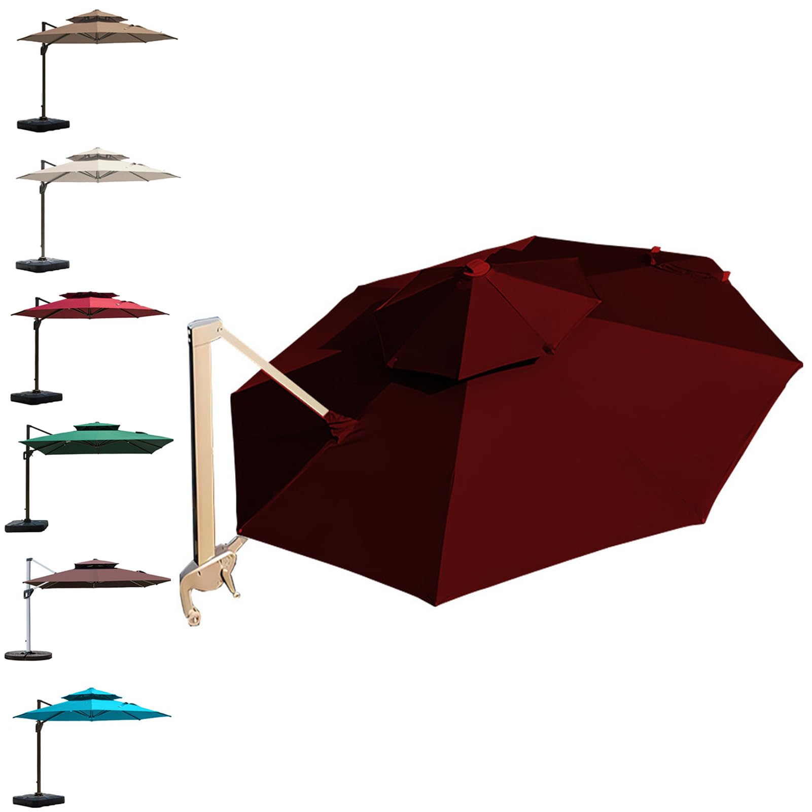 3m 3.5m Replacement Canopy Cover for Cantilever Offset Patio Umbrella Circular Outdoor UV Resistant Waterproof Heavy Duty Polyester Fabric (Burgundy,3m(9.8 ft))