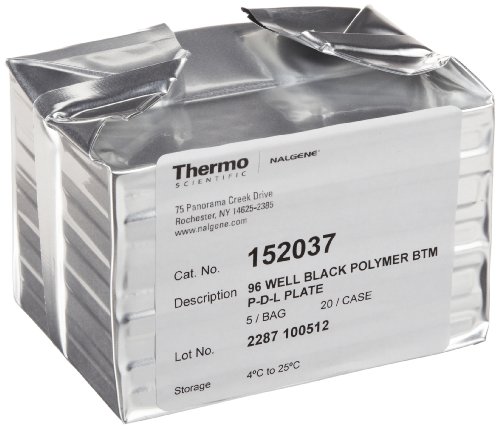 Nunc 96 Well Optical Bottom Plate, Poly-D-Lysine Surface, Non-Sterile with Lid, Black, 400µl Volume (Case of 20)