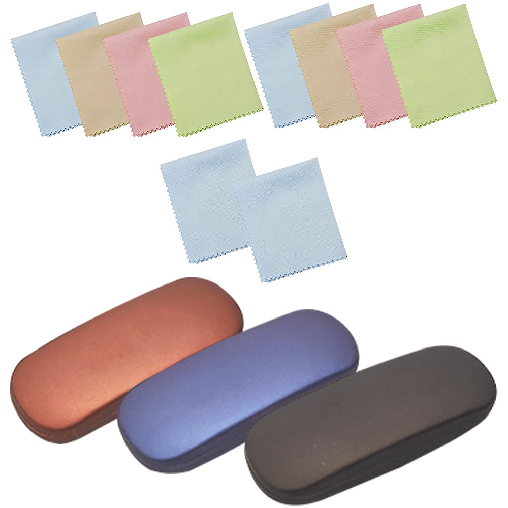 LZYMSZHantier 3 Piezas Caja Protectora de Gafas de Cáscara Dura Gafas de Sol Caja Protectora con 10 Paños de Limpieza para Mujeres y Hombres