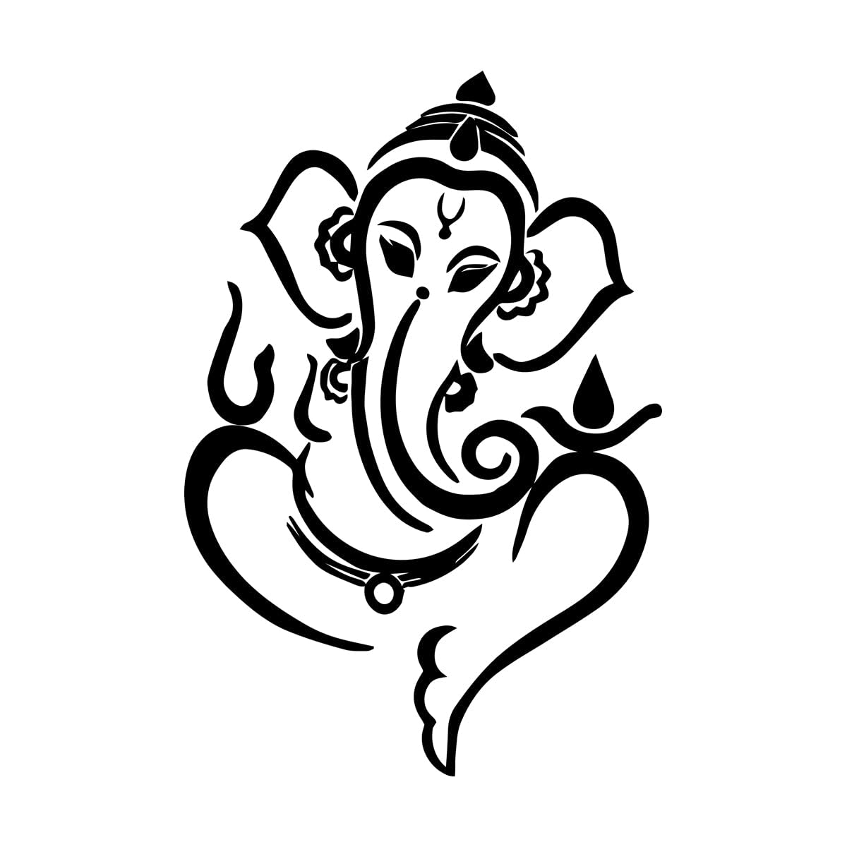 Mural and Wall Vinyl Decal Ganesha Elephant God Hindu Hinduism 36x52.4cm Removable Without Leaving Glue Small Black