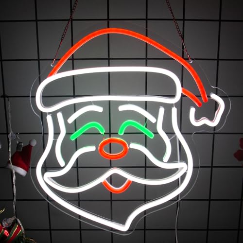 Image of Goneons Santa Claus Merry Christmas Neon Sign for Wall Decor, 9 Level Dimmable Christmas Santa Neon Sign, USB Powered LED Light for Bedroom Room Windows Wall Art Party Bars Decor