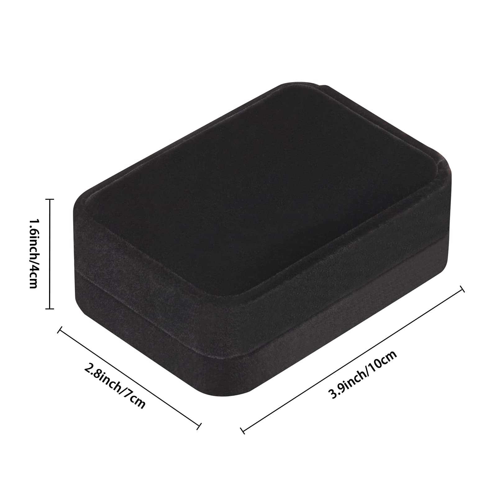 LETURE 3 Pieces Velvet Pendant Necklace Gift Boxes Set, Classic Jewelry Packaging Storage Case, Jewellry Display Box for Wedding, Engagement, Proposal, Birthday and Anniversary (Black)