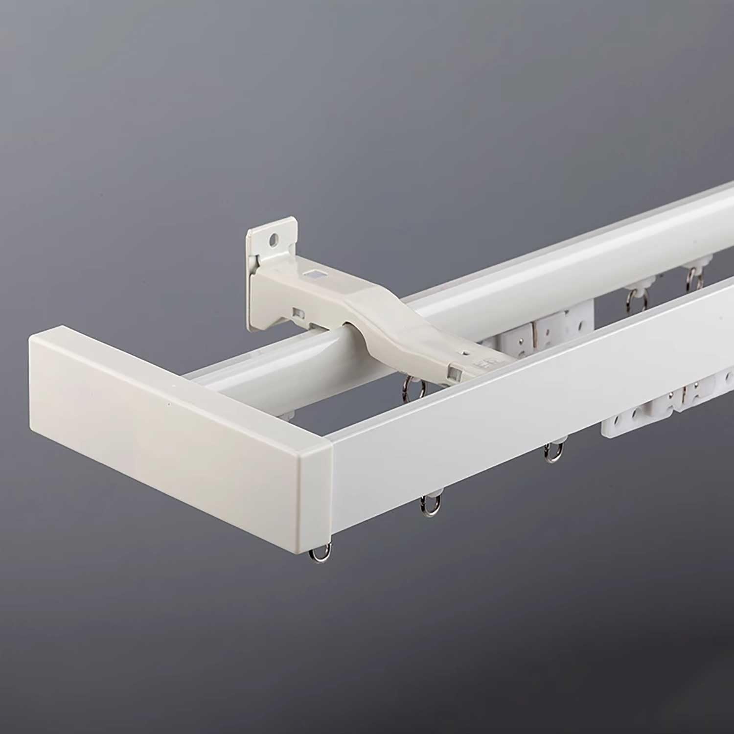 Binario per tenda doppio resistente, montaggio a parete, facile installazione, per soggiorno, camera da letto, hotel, bianco, 2,2 m