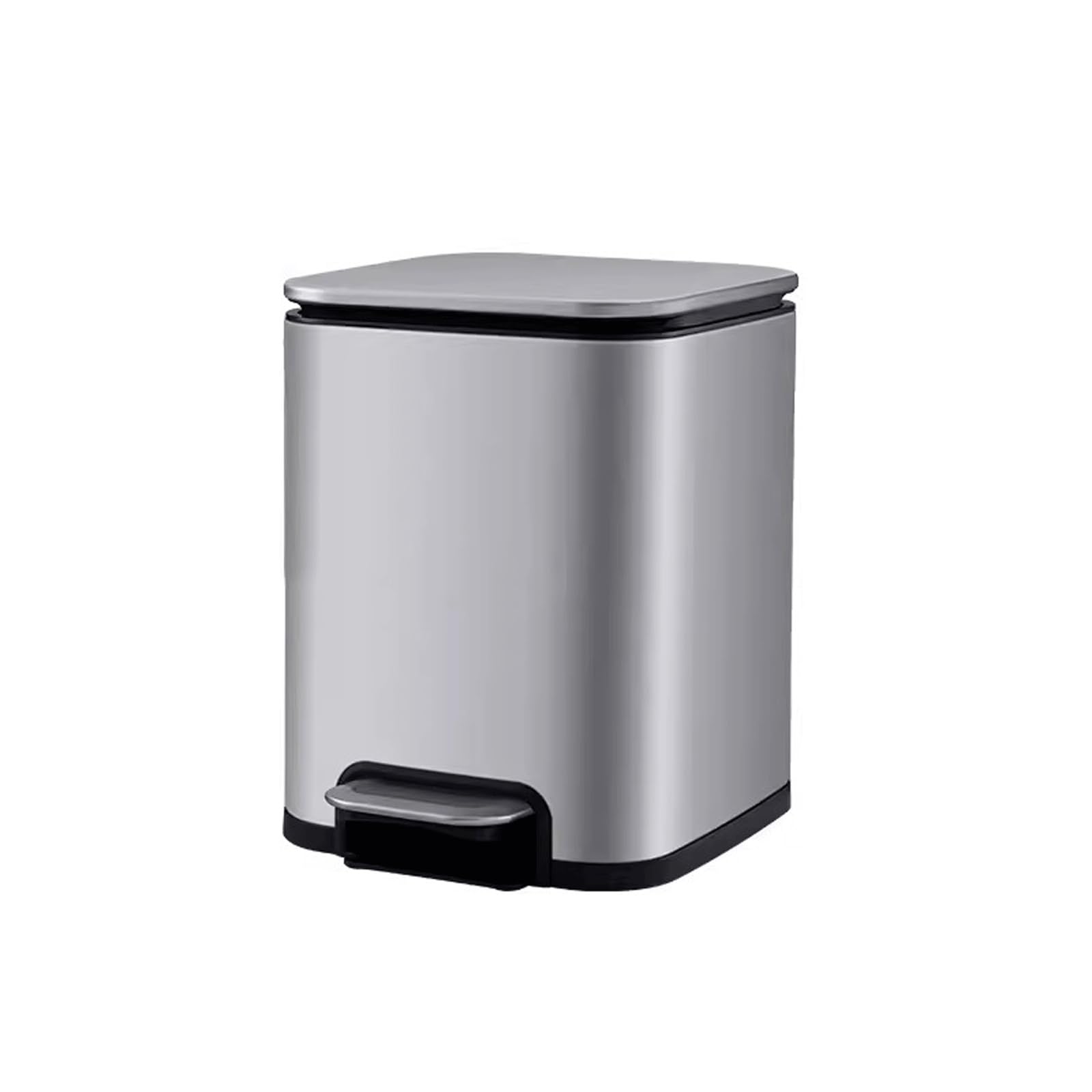 Kitchen Trash Can Kitchen Trash Can Household Stainless Steel Living Room Toilet Bathroom Office Pedal Type with Lid Large Large Capacity Garbage Can (Silver 8L)