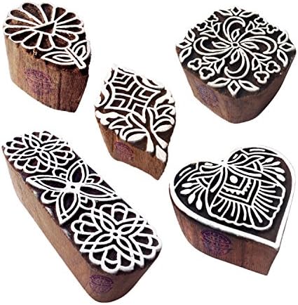 Rural Shapes Tree and Bird Wooden Stamps for Printing (Set of 6)